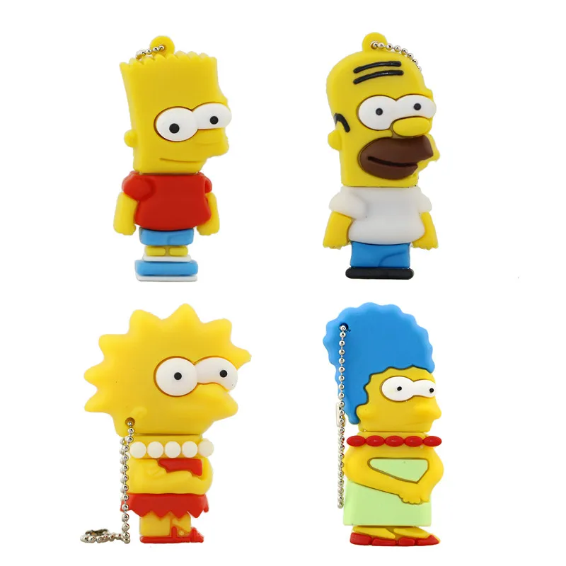 Cartoon Simpson Homer Bart USB Flash Drive 1GB 2GB 4GB 8GB 16GB 32GB USB Pen Drive Memory Stick Pen Drive Free Shipping USB Disk