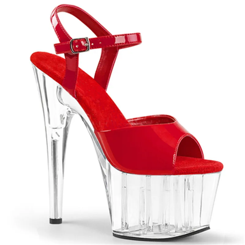 2019 crystal sexy fashion sexy 15cm high heel sandals, transparent high-heel stage show sandals