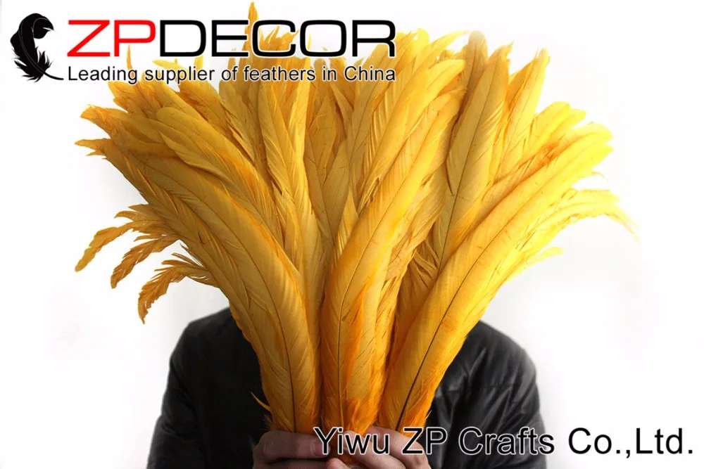 35-40cm fully dye rooster tail feathers yellow (2)