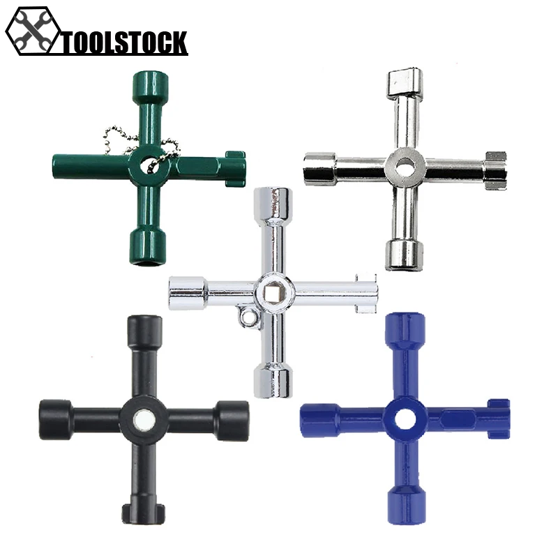 ChgImposs 4 Way Utility Plumbing Plumbers Key Tool Multifunction Cross Key Wrench Alloy Square Triangle Cross Key Tool for Train Electrical Elevator Cabinet Cupboard Box FLXDirect ChgImposs 4 Way Utility Plumbing Plumbers Key Tool Multifunction Cross Key Wrench Alloy Square Triangle Cross Key Tool for Train Electrical Elevator Cabinet Cupboard Box FLXDirect