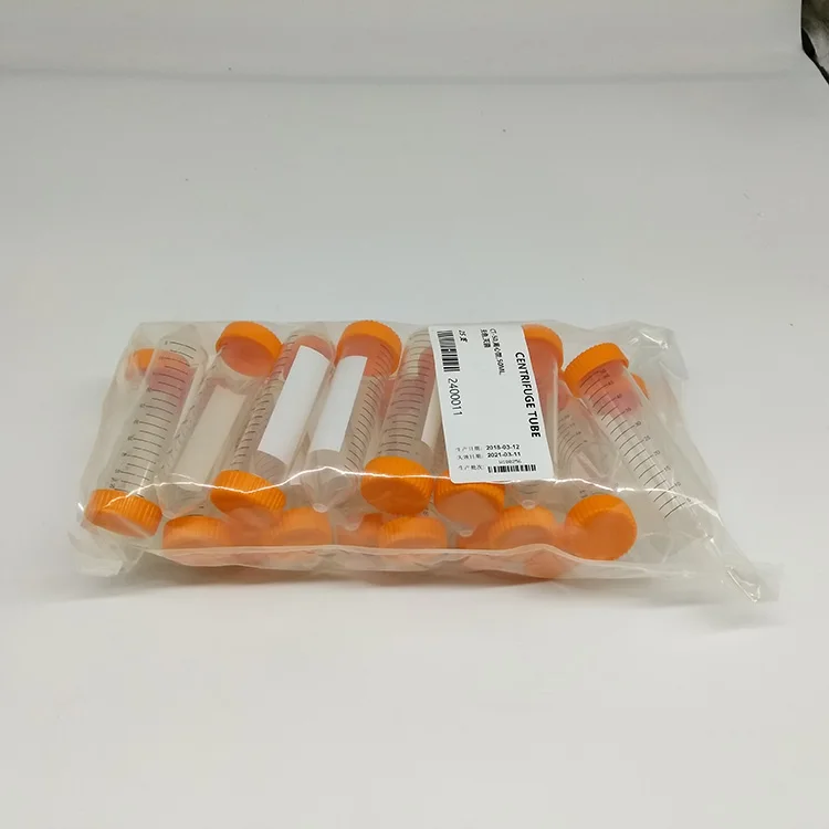 25Pcs Conical Centrifuge Tube 50ml Plastic Screw Cap Cusp Bottom Test Tubes