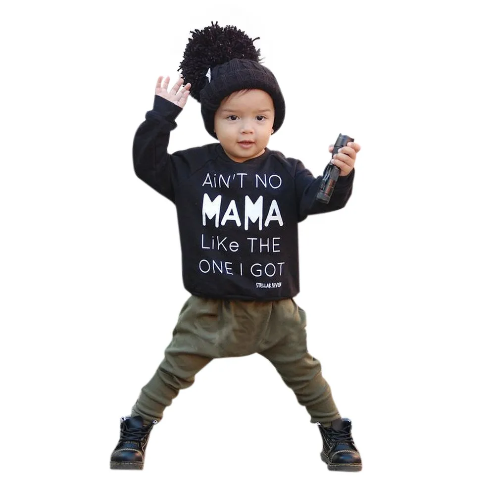 

Infant newborn Baby Kids 2019 Boys Clothes Set Long Sleeve Letter Print T-shirt+Pants Outfits boys clothing sets Dropshipping