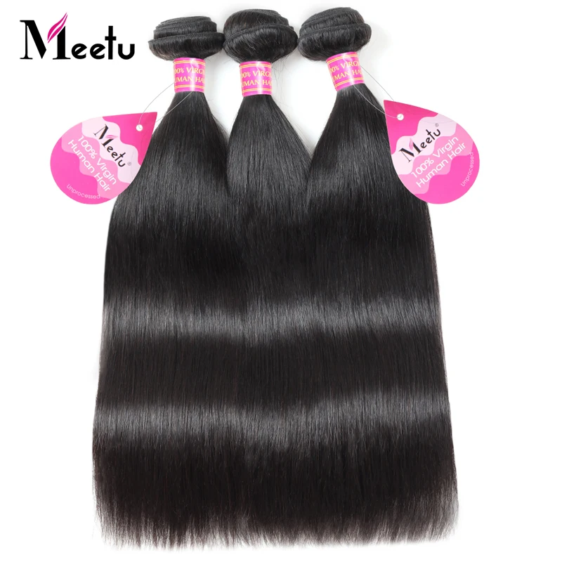

Meetu Brazilian Straight Hair Bundles Human Hair Extensions Non Remy Brazilian Hair Weave Bundles Can Buy 3 Or 4 Bundles Deal