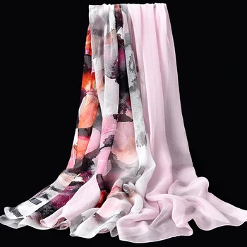 

Women 100% Pure Silk Scarf Luxury 2019 Shawls and Wraps for Ladies Large Size Print Hangzhou Silk Wrap Natural Real Silk Scarves