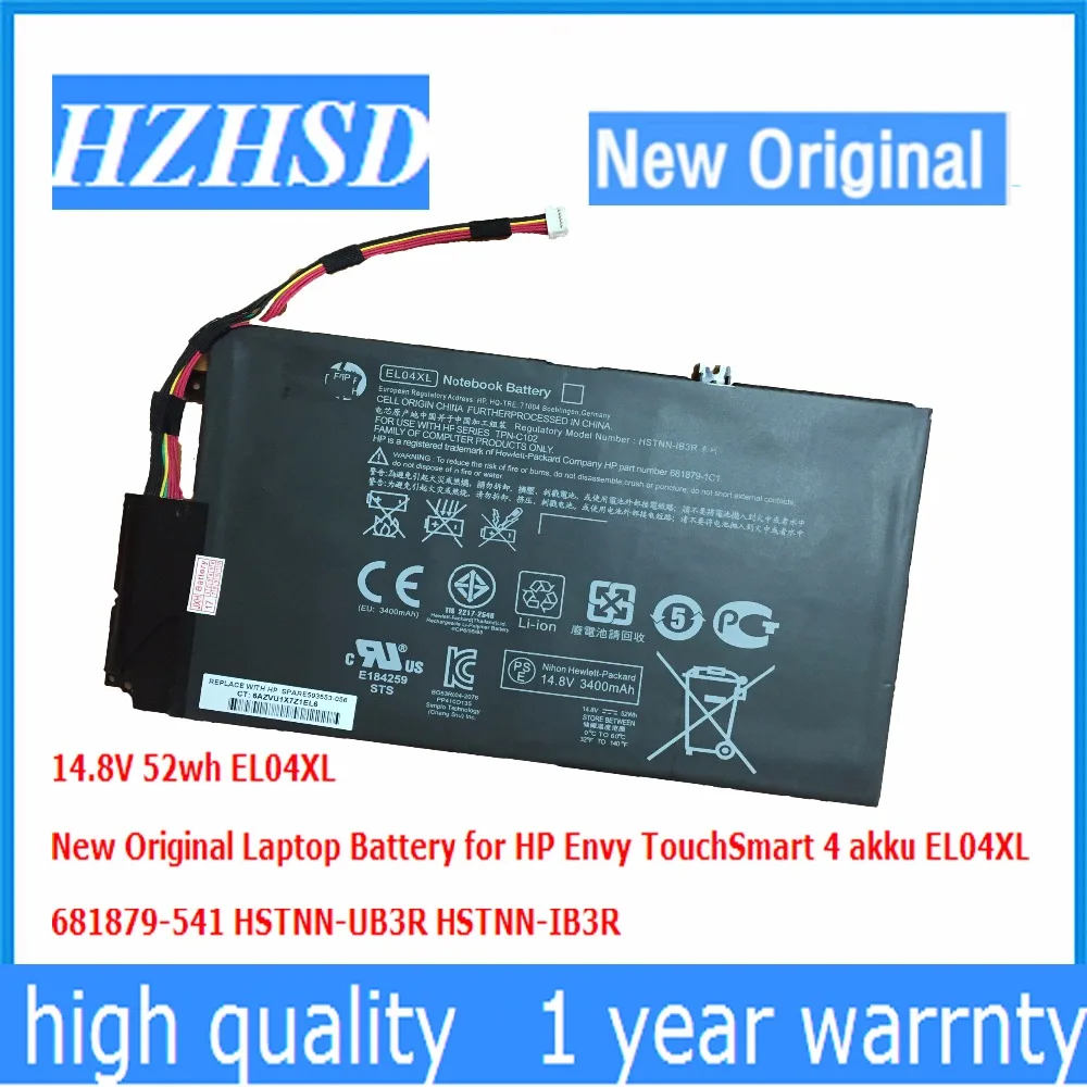 14 8 в 52 Втч новый оригинальный аккумулятор для ноутбука EL04XL HP Envy TouchSmart 4 akku 681879-541