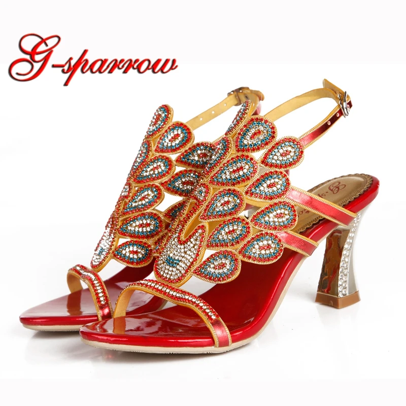 Black Blue Red Rhinestone Summer Sandals Fashion Black Blue Red Rhinestone Summer Sandals Fashion
