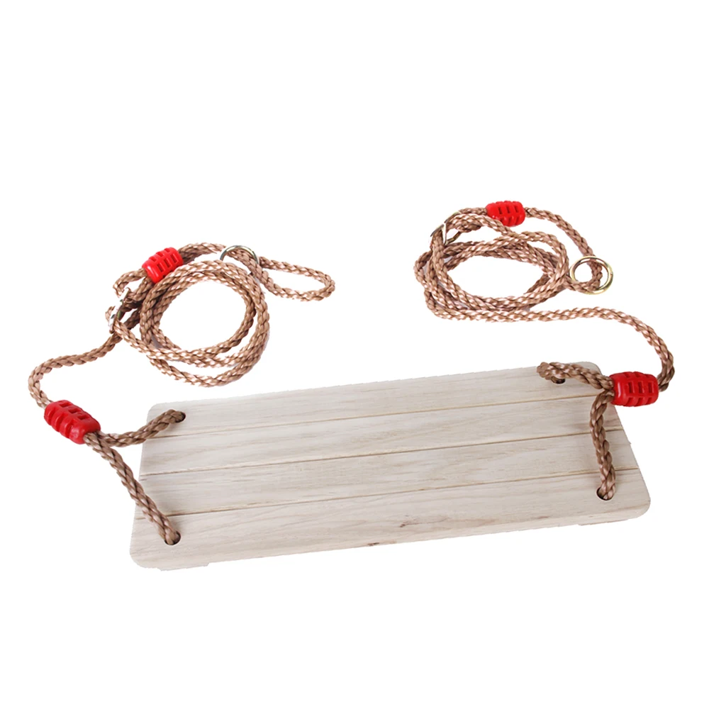 Birch Wooden Indoor Outdoor Swing Seat with Adjustable Rope Kids Garden Swing Playing Toys