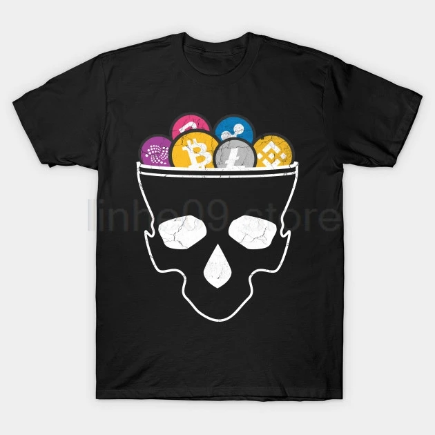 GILDAN Cryptocurrency bitcoin skull digital art money T-Shirt GILDAN Cryptocurrency bitcoin skull digital art money T-Shirt