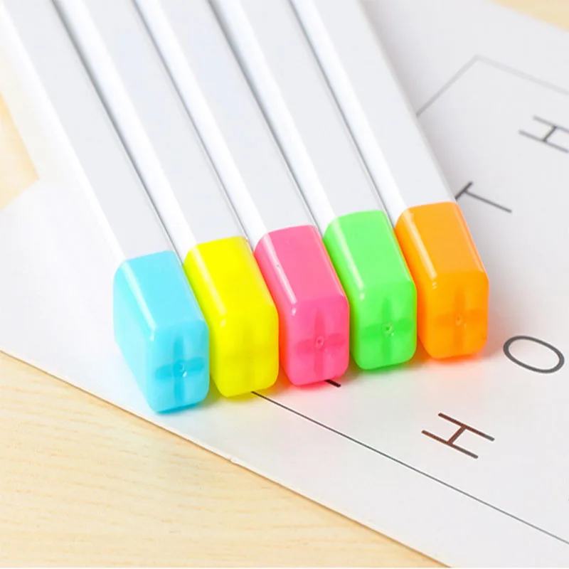 5pcs Candy Color Solid Highlighter Marker Pen Oblique Hilighter Permanent Pen Office School Stationery Kid Gifts Box Water Color