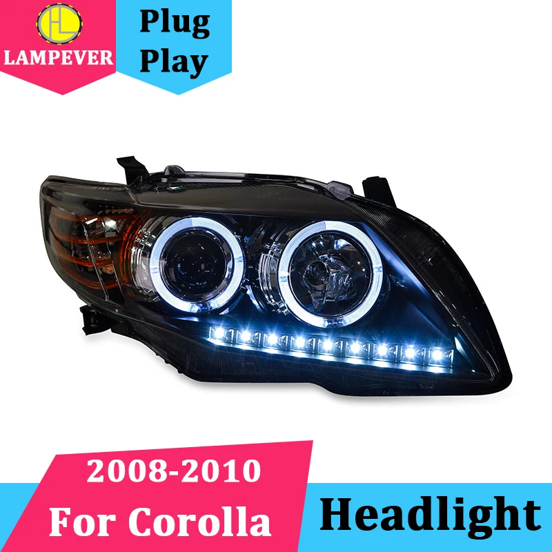 Lampever для Тойота Королла фары corolla фар 2008-2010 светодиодный DRL глаза ангела H7 би
