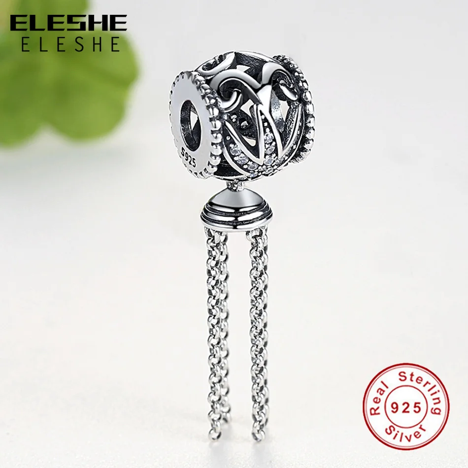 ELESHE Real 925 Sterling Silver Enchanted Starfish Tassel Dangle Charms fit Original Bracelet DIY Beads Jewelry Making