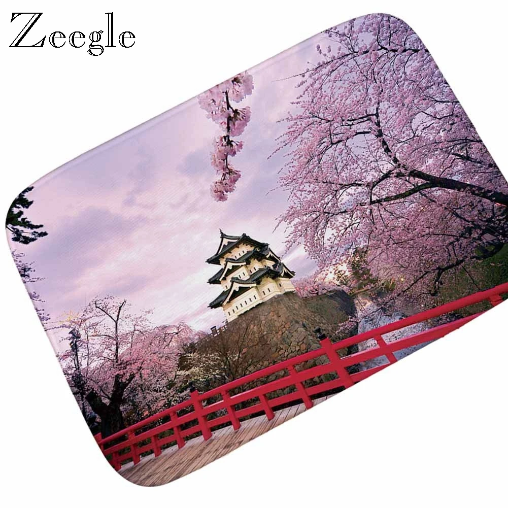 Zeegle Home Entrance Doormat 3D Flowers Printed Non-slip Area Rug for Living Room Kids Bedroom Carpet Bedside Rugs Bathroom Mat
