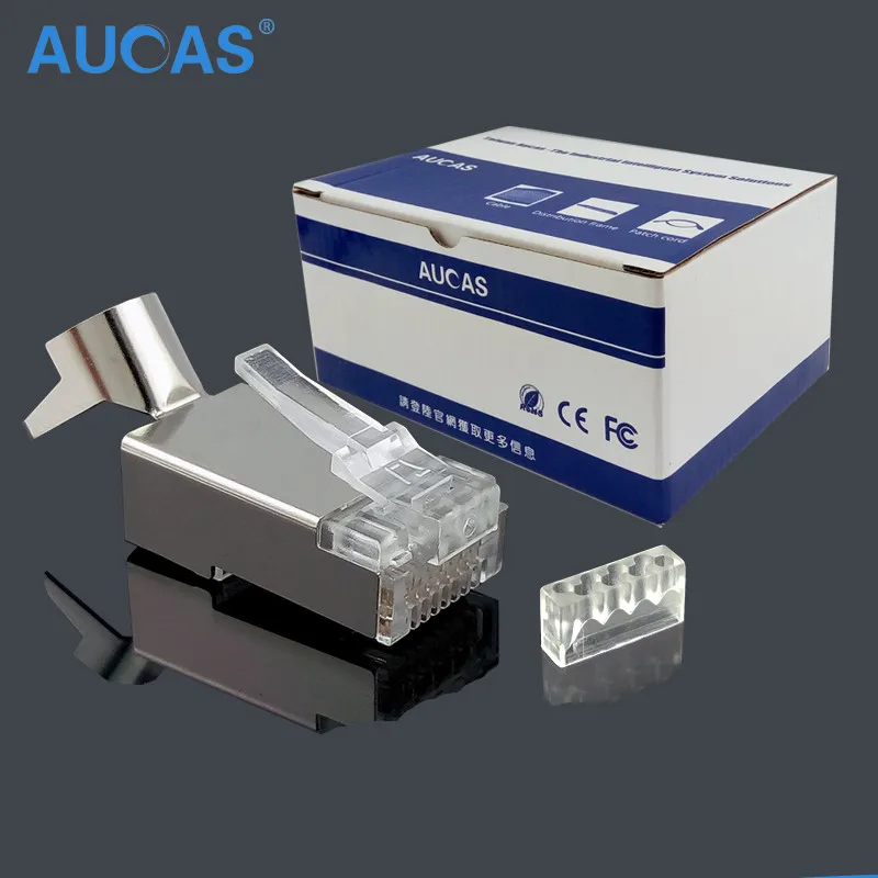

50PCS/lot CAT7 RJ45 Connector Shield FTP RJ45 Plug 8P8C Network CAT7 Modular Plug Connector for Ethernet Cable