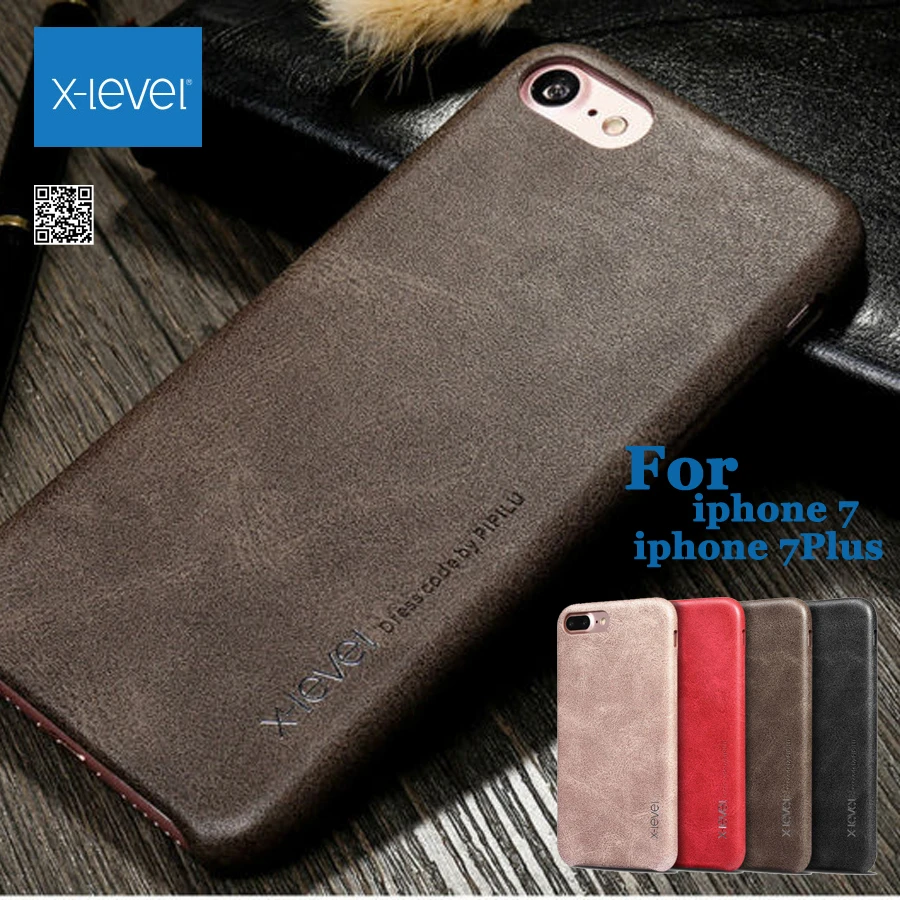 Koop Groothandel 5 Stks partij X Niveau Vintage Case iphone 7 X Level Leather Terug Beschermende Shell Voor iPhone 7 Plus