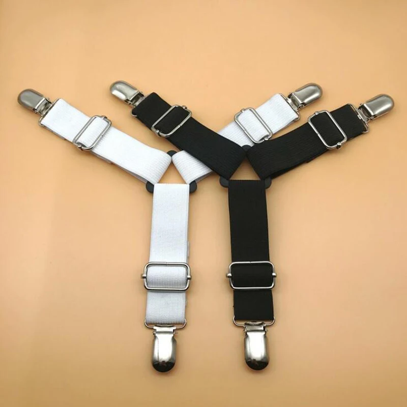 

Stainless Steel Adjustable Elastic triangular Bed Sheet Fasteners Mattress Cover Corner Holder Clip Fasteners Clothes Pegs