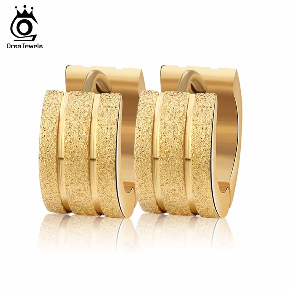 

ORSA JEWELS 316L Stainless Steel Filled Earrings for Women Gold-Color&Rose Gold Color&Silver Color Round Brincos Jewelry GTE19
