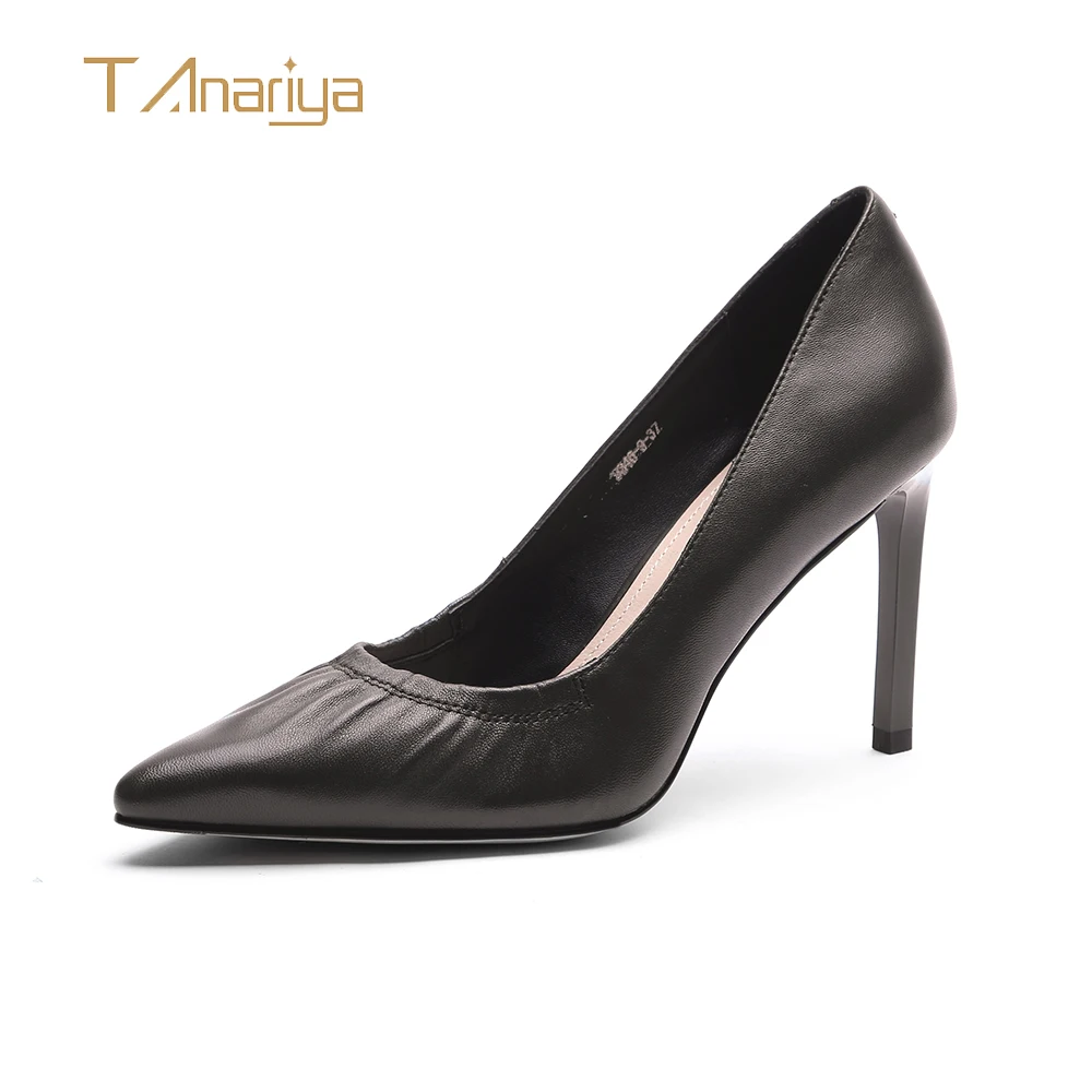 

Tanariya New Spring Genuine Leather Sheepskin Shoes With Pointed Toes Ladies High Heels Women Shoes Woman Pumps