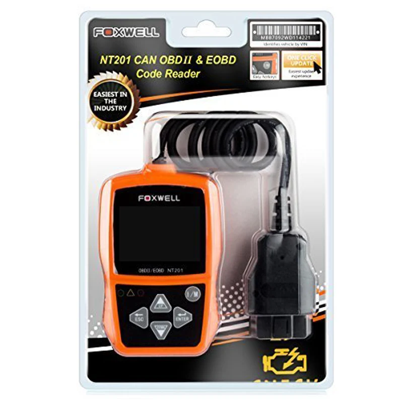 Foxwell NT201 EOBD OBD2 Автомобильный сканер светильник двигателя считыватель кодов