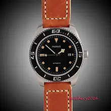 43mm Parnis black dial sapphire glass Orange Marks Stainless steel Case miyota Automatic mens Watch 10ATM black bezel