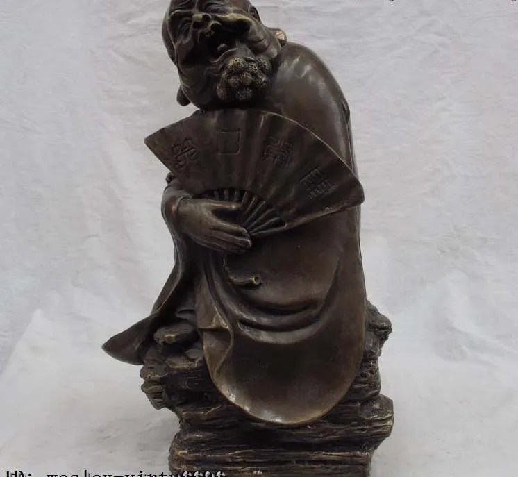 

13 Chinese Folk Temple Copper Bronze happy Maitreya Rohan Monk Buddha Statue