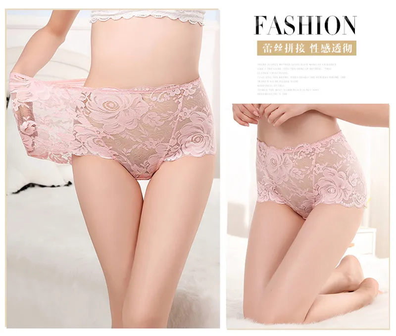 New interior feminine sexy Lingerie candy colors Women Underwear plus size Lace Flower Transparent hollow Panties