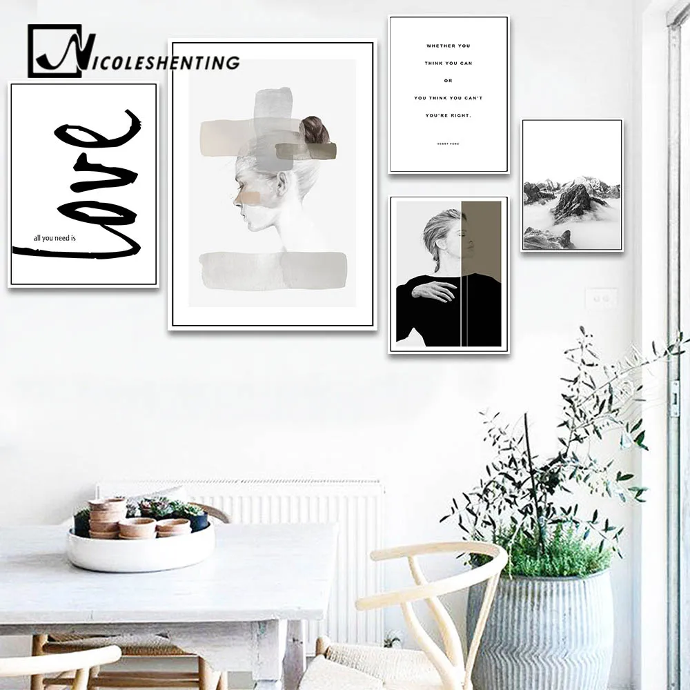 

NICOLESHENTING Nordic Style Girl Poster Pop Art Wall Canvas Print Abstract Painting Decorative Picture Modern Home Decoration