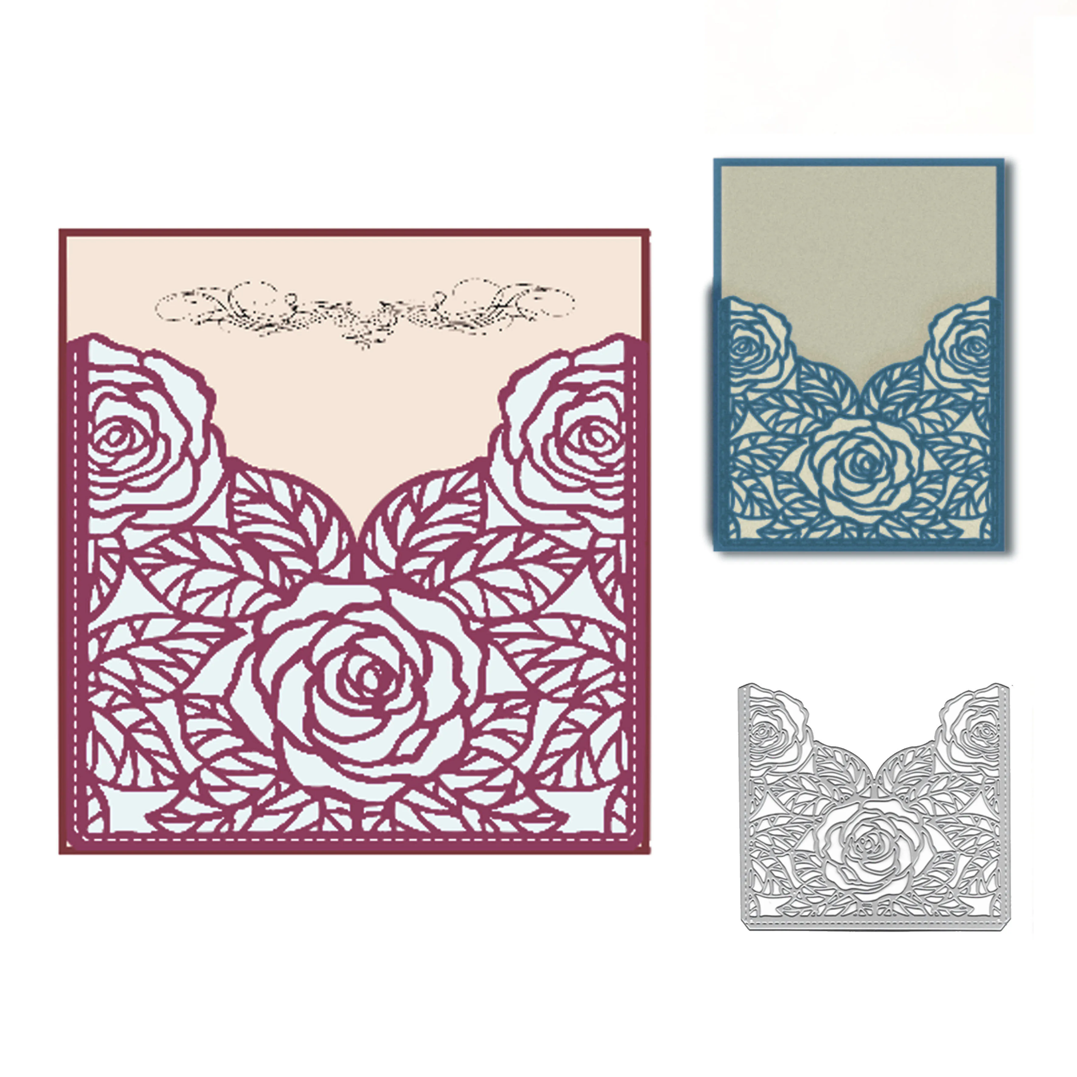 

Big Rose Frame Metal Cutting Dies Scrapbooking Border Craft Dies Cut Stencils for DIY Wedding Invitation Paper Card Making