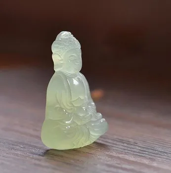 

Free shipping Chinese liaoning xiuyan jade hand-carved the statue of buddha,delicate