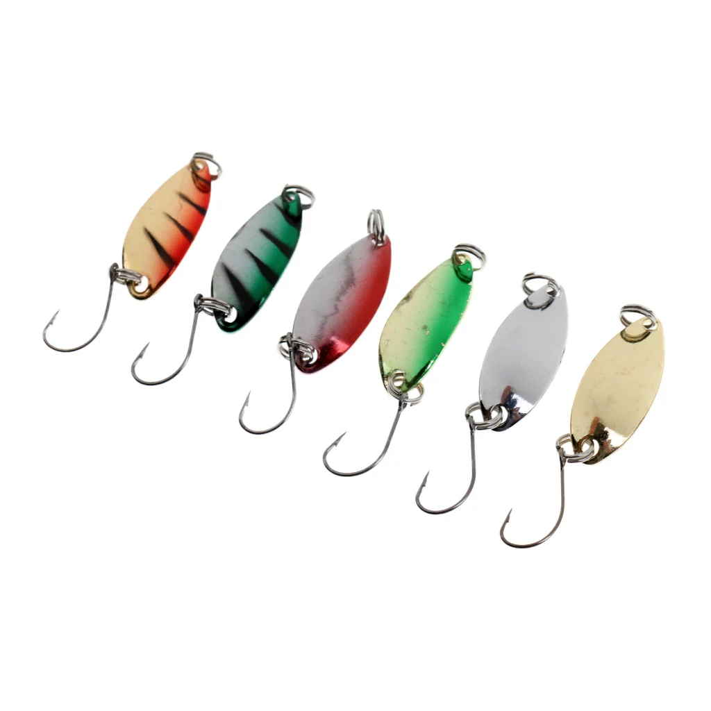 6pcs/Lot Paillette Fishing Lure Hard Bait Spoon Sequins Metal Lures with Barbed Hooks Set for Perch Herring Topwater Fishing