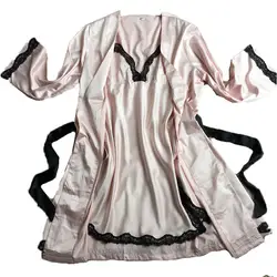 DANNSKARL пикантные женские Silk Satin Robe платье кружевной комплект халат и ночная рубашка Двойка модные пижамы комплект летней Комплект ночной