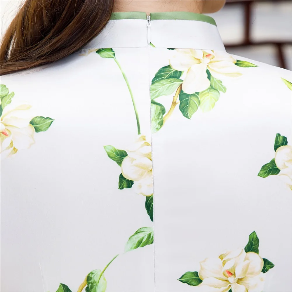 Шанхай история короткий рукав Qipao по колено китайское платье Весна Cheongsam кружево Qipao для женщин