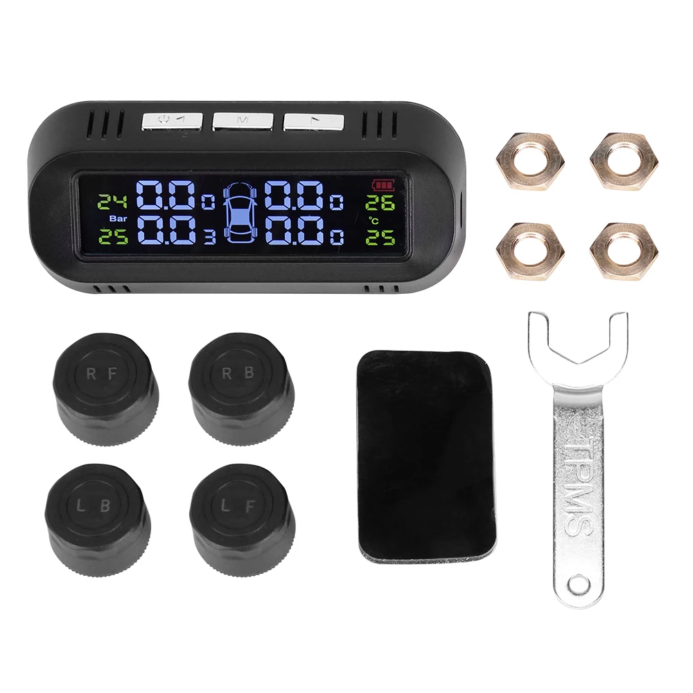

KEMiMOTO TPMS Tire Pressure Monitoring System Solar Power Charging Real-time Monitoring Pressure Temperature Universal TPMS