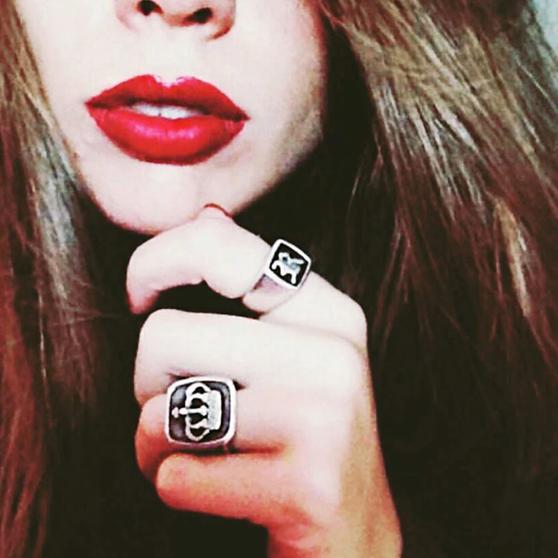 

Mcllroy New Arrival Men's Ring Cool Steel Crown Stainless Steel Full Finger Ring for Men Women Rocker Biker anel bague femme