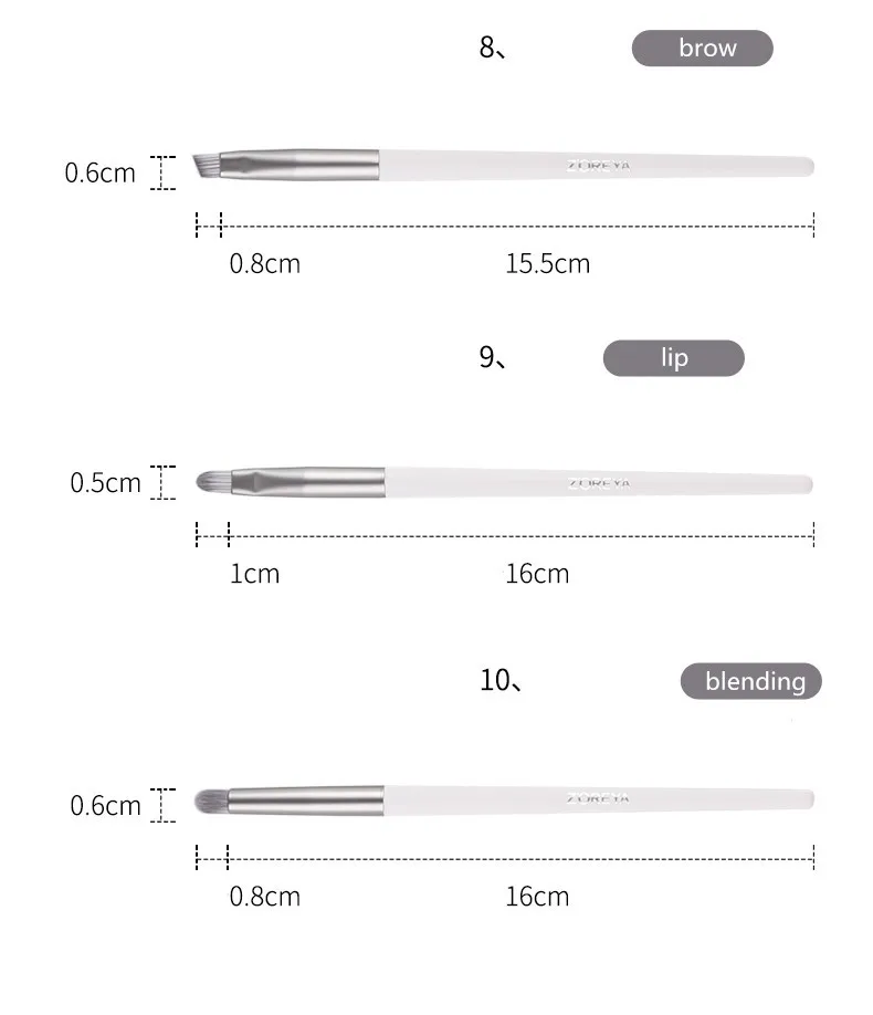 Набор кистей для макияжа ZOREYA 10 шт. кисти для макияжа с порошок мешка Румяна хайлайтер тени для глаз бровей губ макияж набор кистей