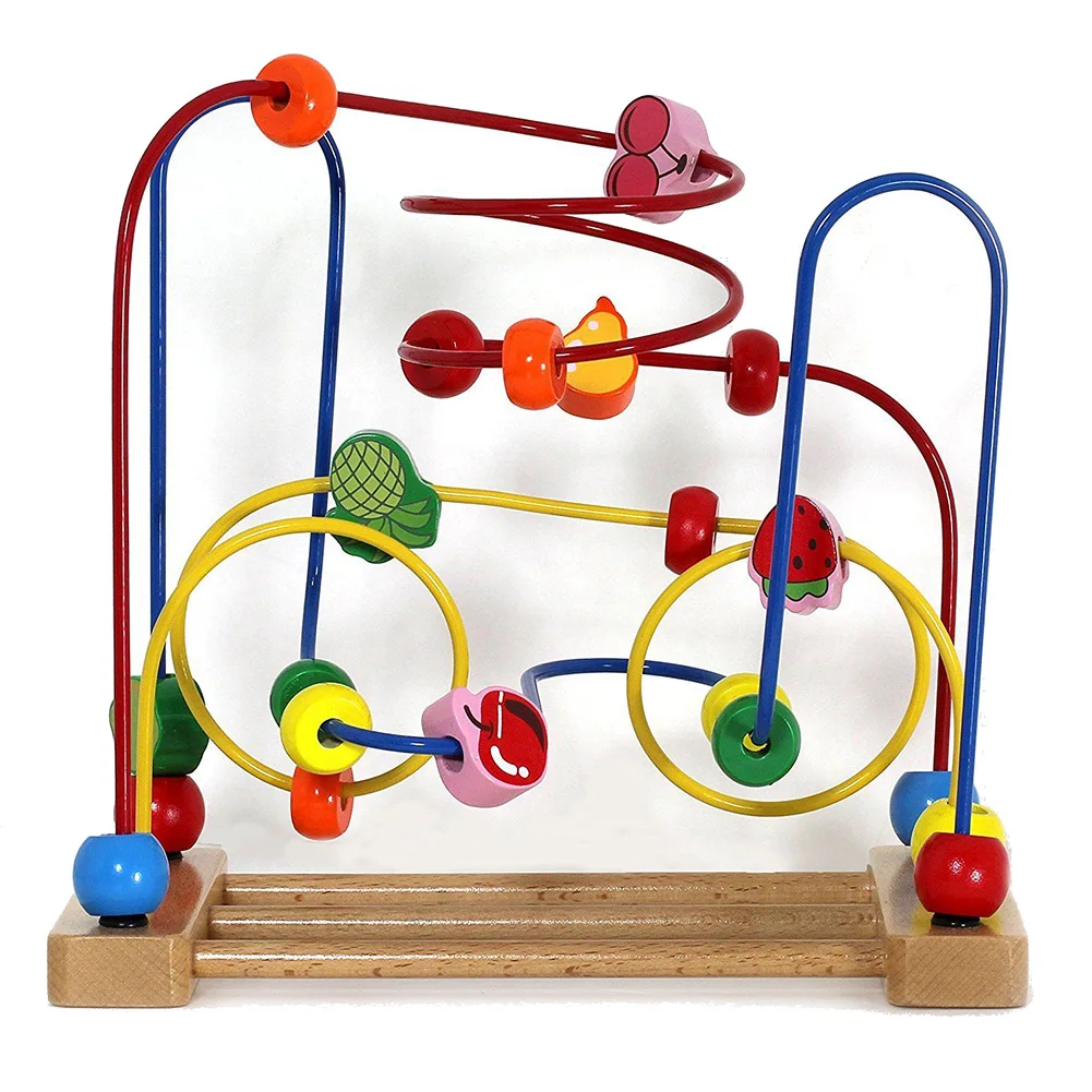 Educational Baby Kids Wooden Circle Bead Maze Toddler Intelligence Toys Gift New