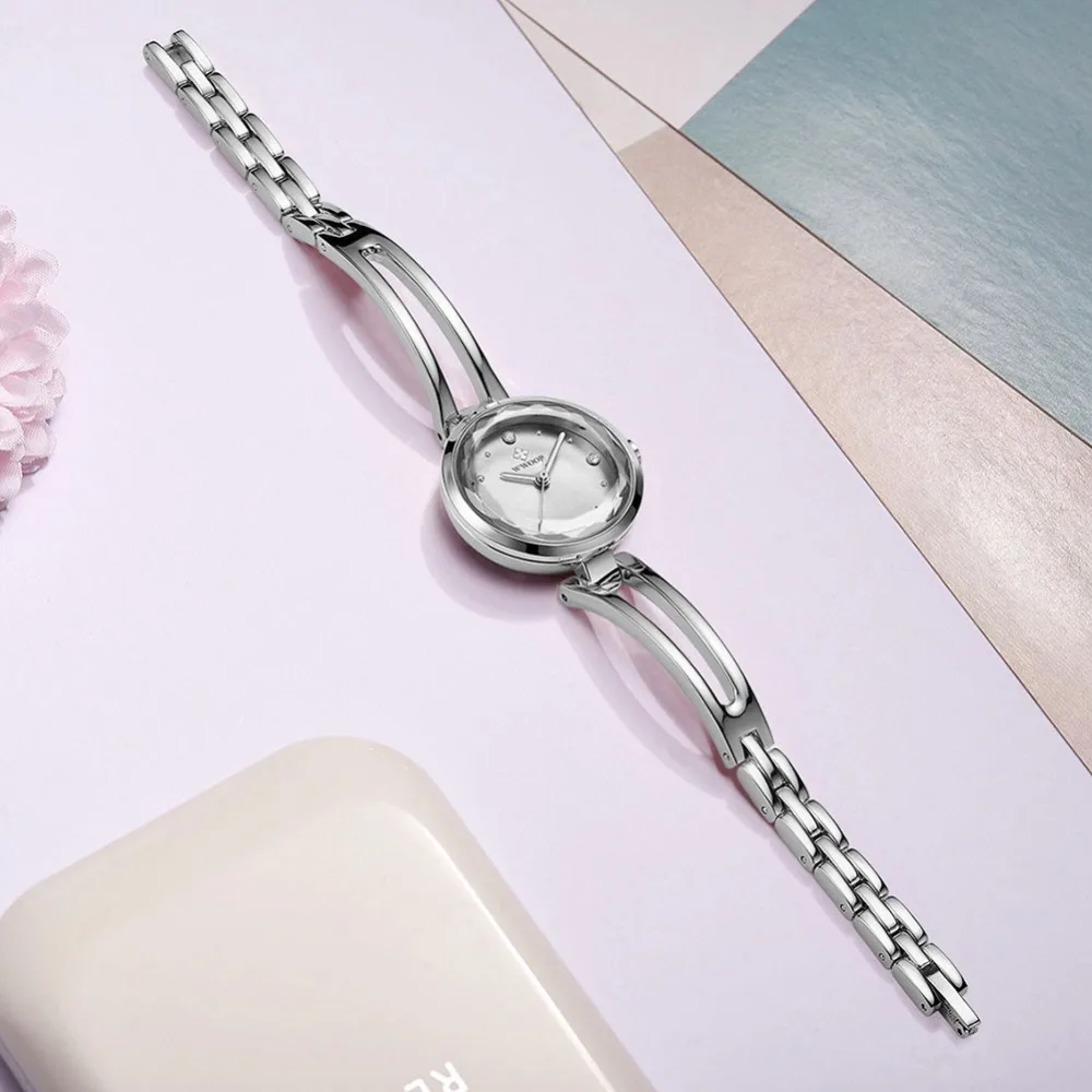 Брендовые роскошные женские часы браслет Whatch серебристые из нержавеющей стали