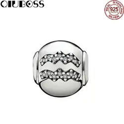 QIUBOSS 100% 925 пробы Серебряные ювелирные изделия 796032CZ-Aquarius сущность бисера Fit DIY оригинальный браслет девушка мода подарок