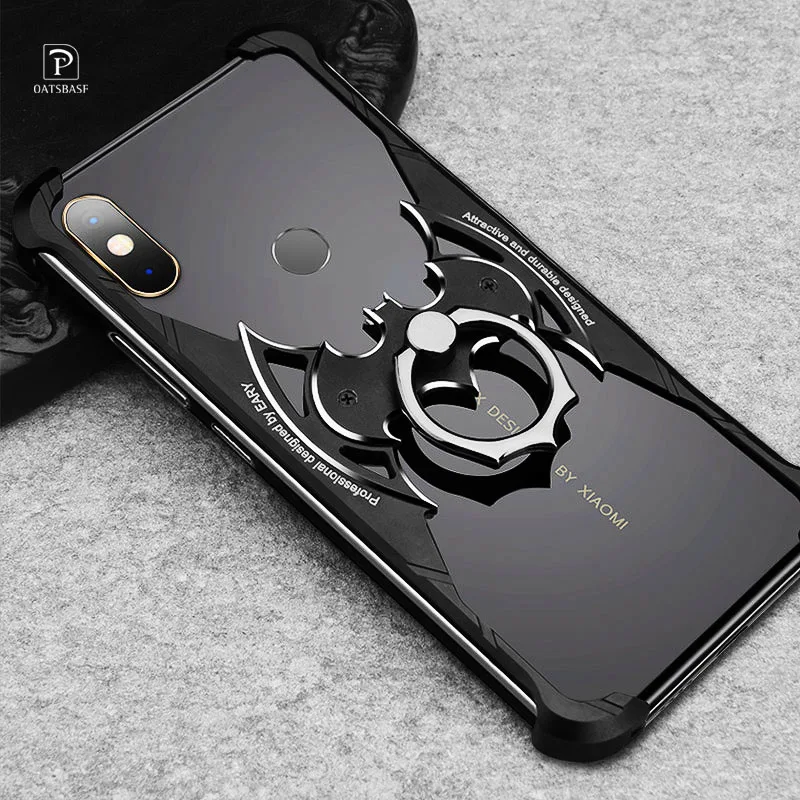 

OATSBASF Luxury Original Bumper Airbag Metal Case for Xiaomi MI 8 Case 360 Degree All-round Shock Drop proof Case Bat Design