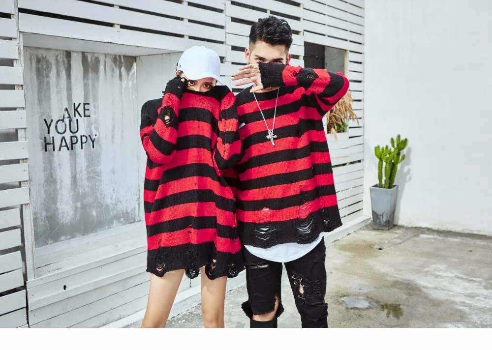 Aolamegs Male Sweatshirt Striped Holes Sweatshirts Pullover Fashion Full Sleeve High Street Streetwear Casual Autumn 2017 Brand (18)
