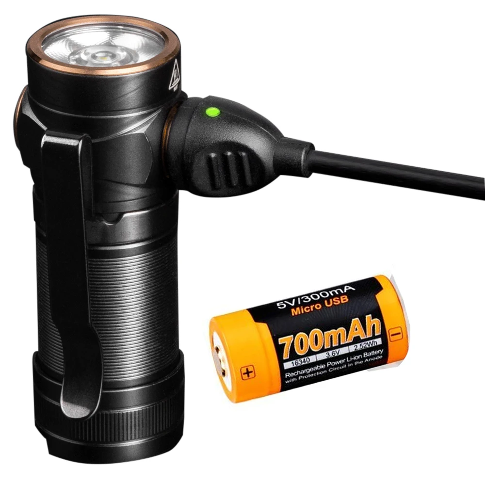 

Fenix E18R 750 Lumen CREE LED USB rechargeable EDC/keychain Flashlight with ARB-L16-700P power Li-ion battery