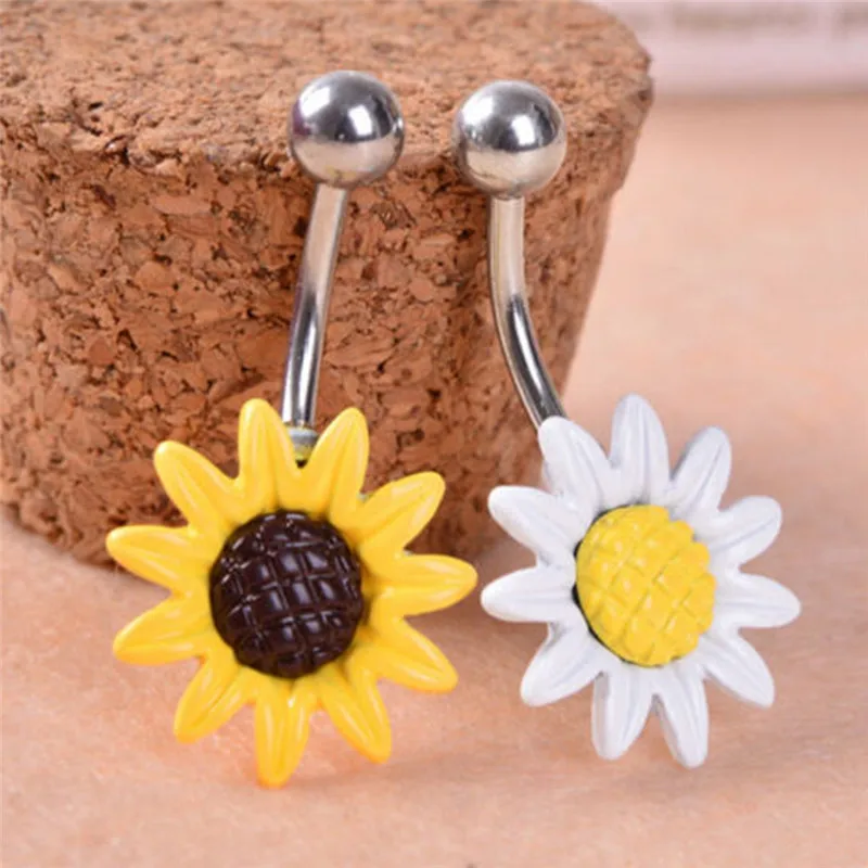 PINKSEE New Design Sexy Women Daisy Body Jewelry Belly Button Ring Body