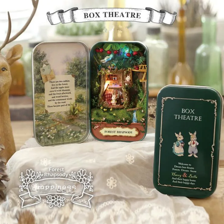 

Box Theatre Forest rhapsody Doll House 3D Mini DIY Miniature Wooden Puzzle Dollhouse Furniture Decoration Toy