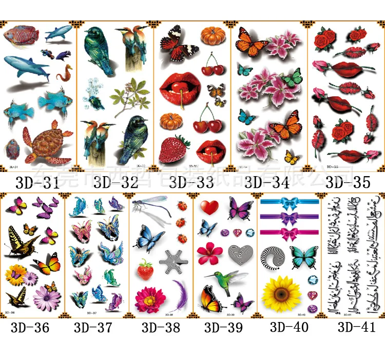 3D татуировка стикер стерео цветная печать имитация бабочка татуировка в форме цветка наклейка оригинальная наклейка