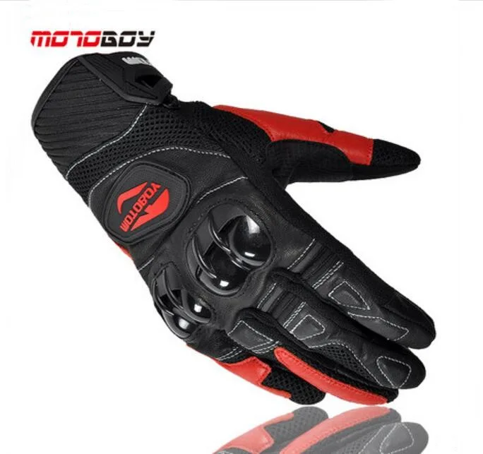 Г. осень-зима, новые Мотоциклетные Перчатки motoboy, поперечные, овечья кожа, автомобильная перчатка, износостойкая, дышащая, для борьбы - Цвет: Красный