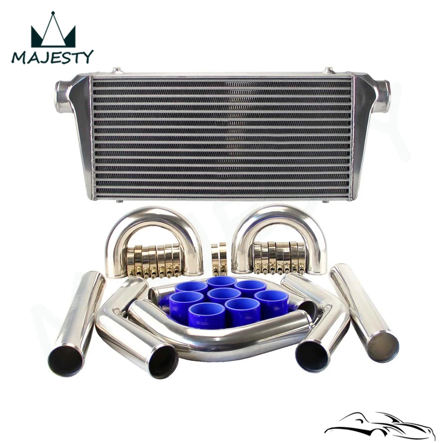 Universal FMIC Turbo Intercooler + 3" DIY 8pcs Aluminum Piping Hose
