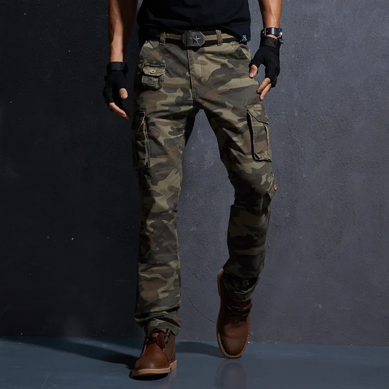 Vente 2019 Printemps Militaire Tactique Cargo Pantalon Coton décontracté Camouflage Pantalon Homme Pantalon Homme