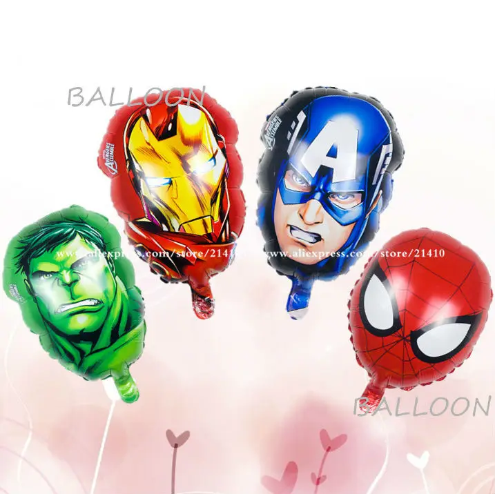 

30pcs/lot The Avengers Foil Balloons Super Hero Baby Toy Hulk Captain America Superman Batman Iron Man Spider-man Helium Balloon