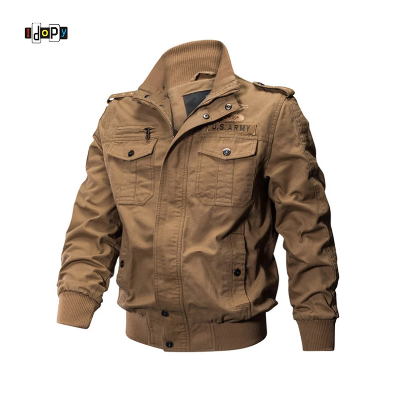 Idopy Mens Army Bomber Jackets MA 1 Slim Fit Patches US Military Army