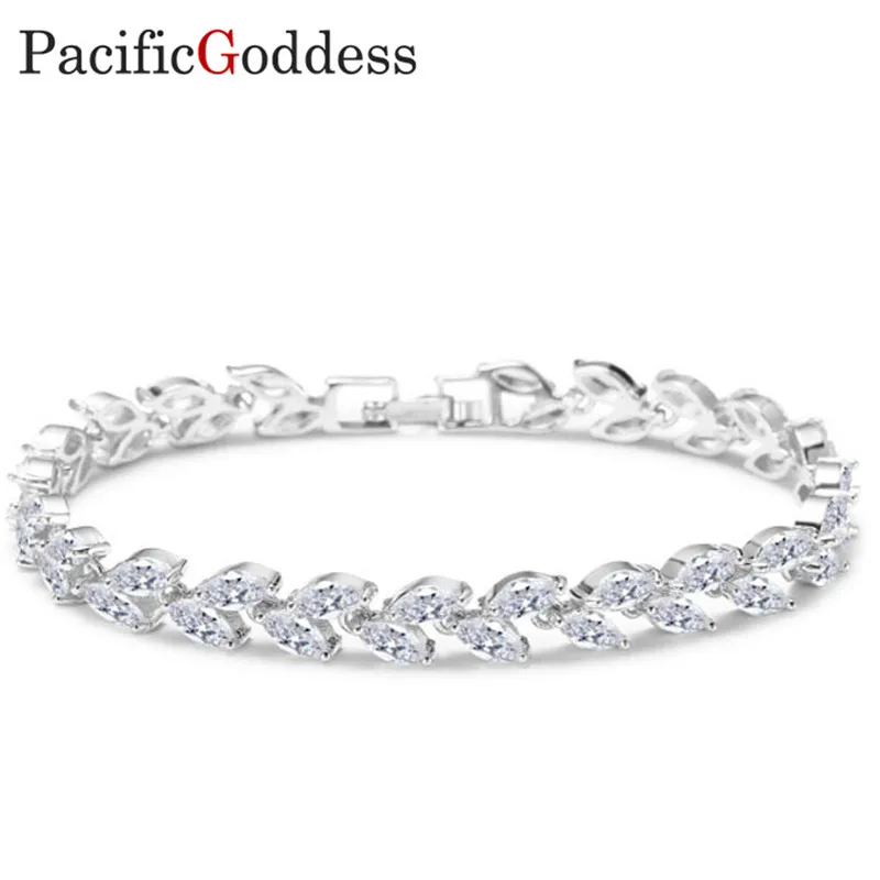 

pacificgoddess bijou bracelets Luxury Chain Link Bracelet for Women Ladies Shining AAA Cubic Zircon Crystal Jewelry