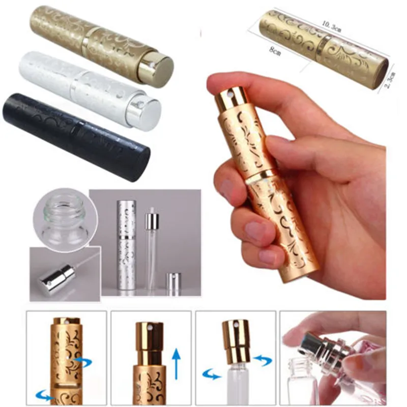 

10mL Portable Empty Perfume Bottle Refillable Spray Makeup Atomizers Flower New